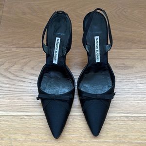 Manolo Blahnik Black Slingbacks Heels